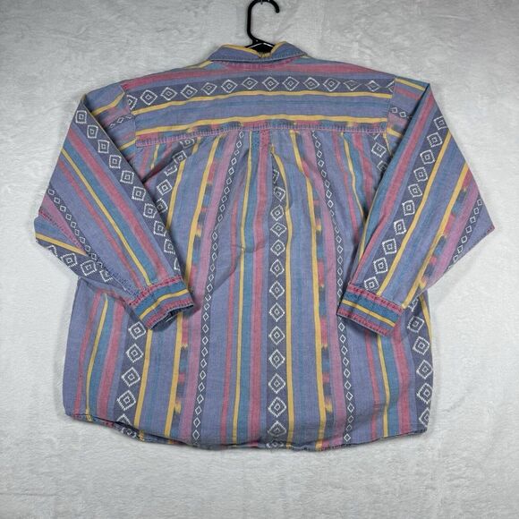 Vintage Jeans Wear Button Up Shirt Striped Abstract Aztec‎ Colorful Women's M - Picture 6 of 9